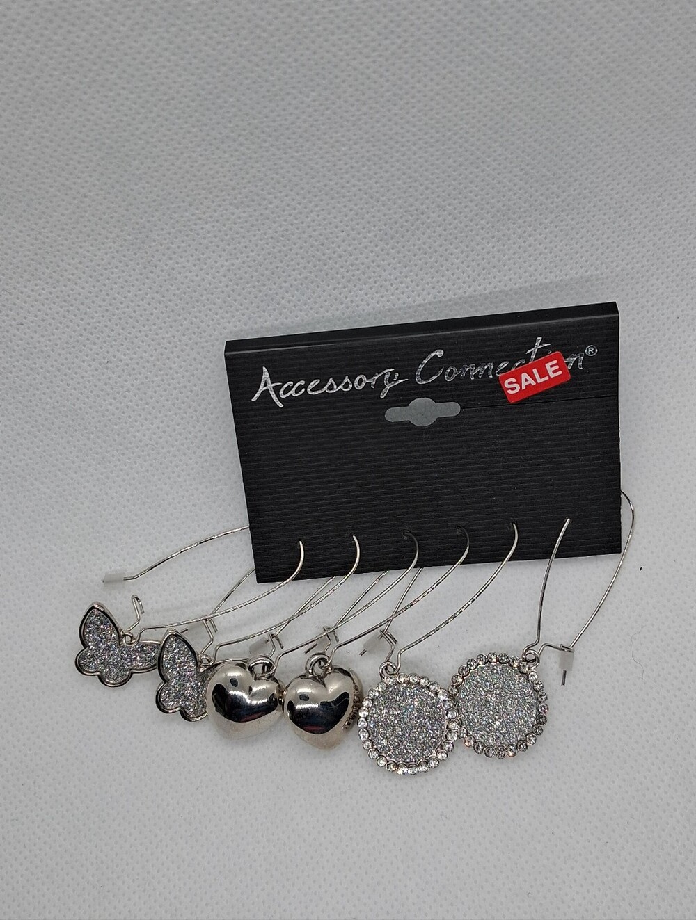 Silver Sparkle Earring Set - 3 Pairs
